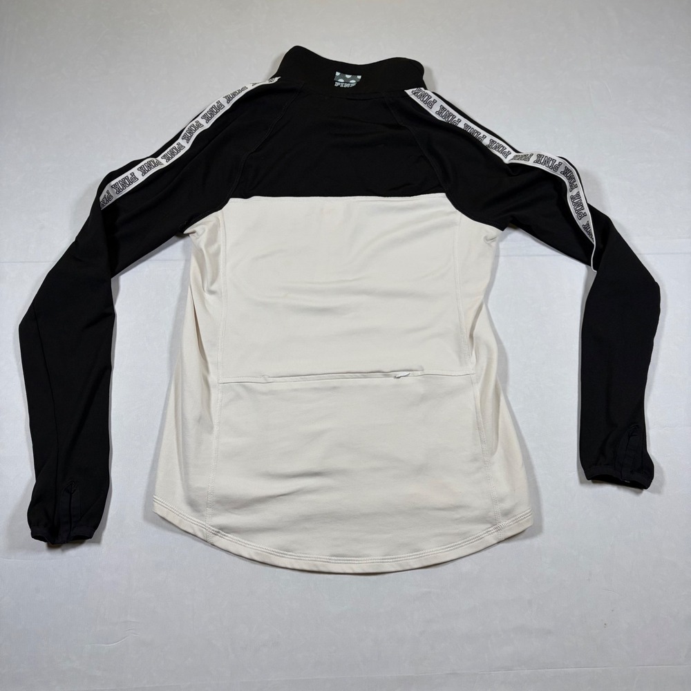 Pink Victoria's Secret Ultimate Quarter Zip Pullover Black White Logo Small - Picture 6 of 12